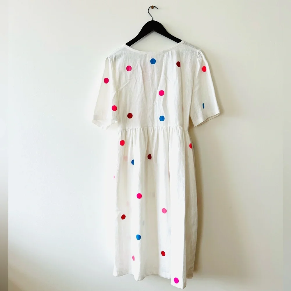 Linen wrap dress dots - Picture 2 of 4